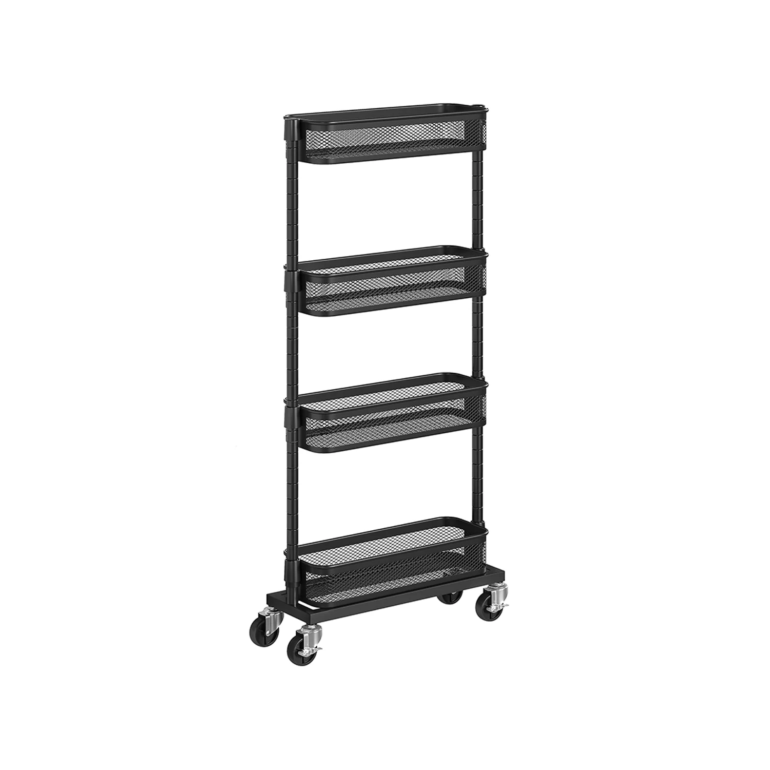 Slide-Out Household Trolley with 4 Wire Baskets