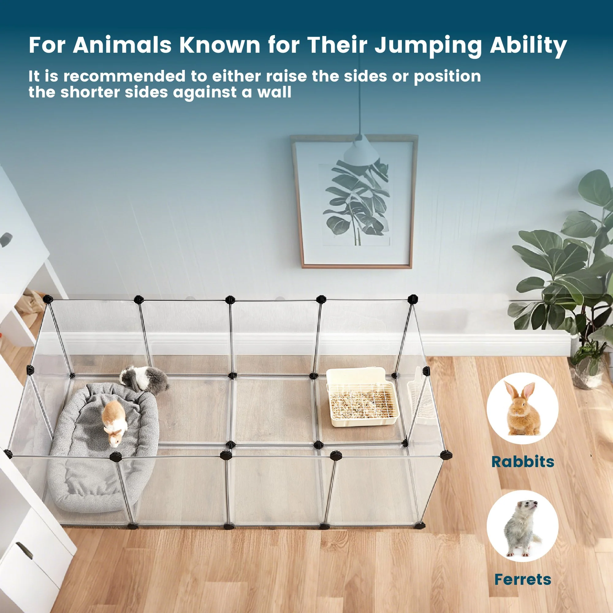 Small Animal Pen, Pet Playpen with Floor, Pet Fence Indoor