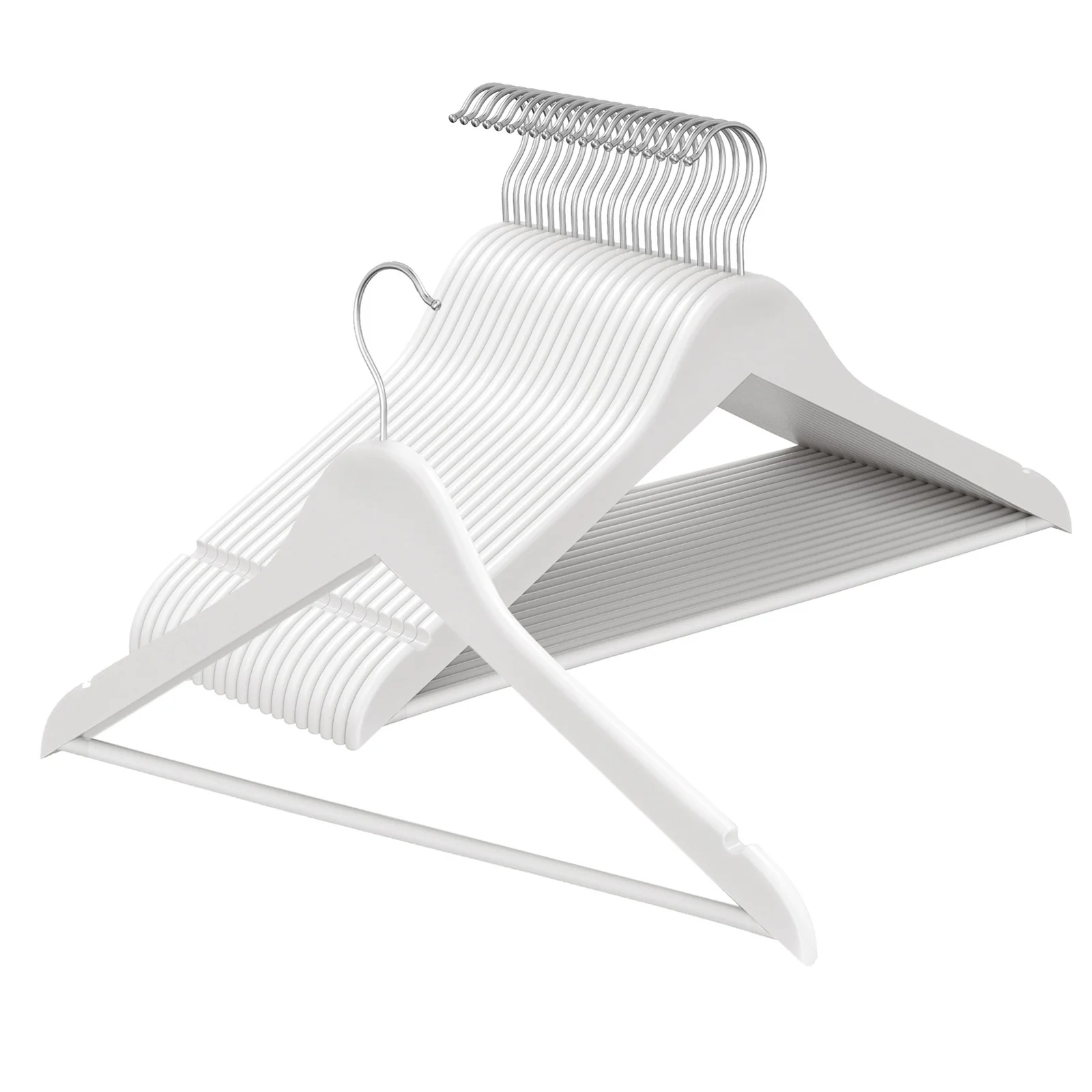 Solid Birch Wood Coat Hangers with Swivel Hooks for Garments - Image 2