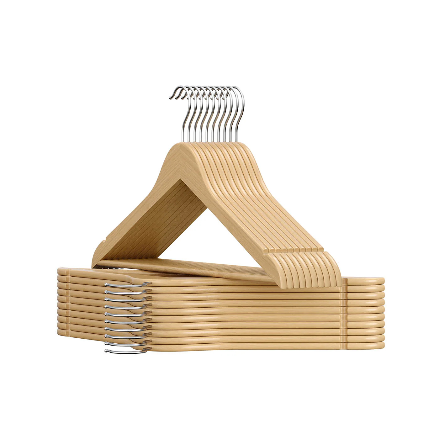 Solid Birch Wood Coat Hangers with Swivel Hooks for Garments - Image 4