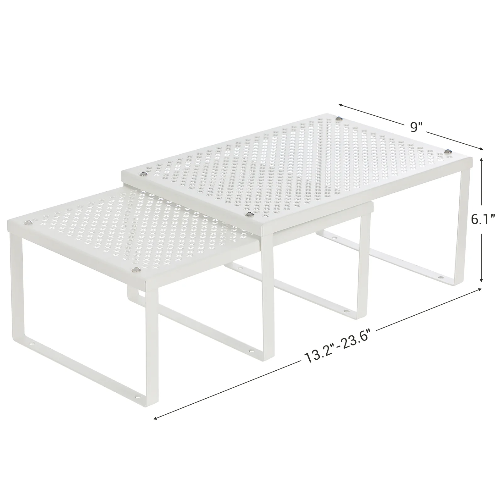 SONGMICS Set of 2 Cupboard Organisers, Kitchen Storage, Stackable, Expandable, Metal Counter Shelves