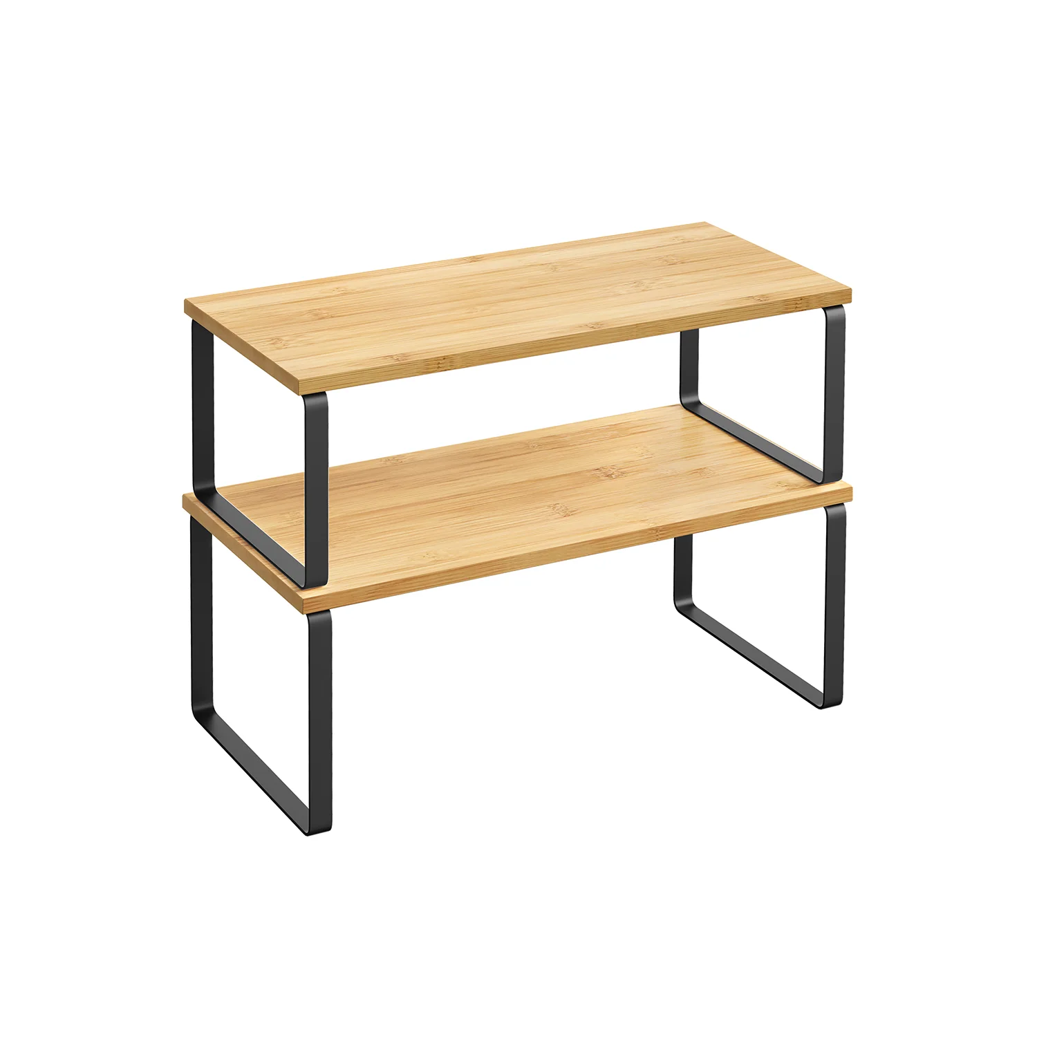 Set of 2 Stackable Kitchen Shelf Organisers, Engineered Wood