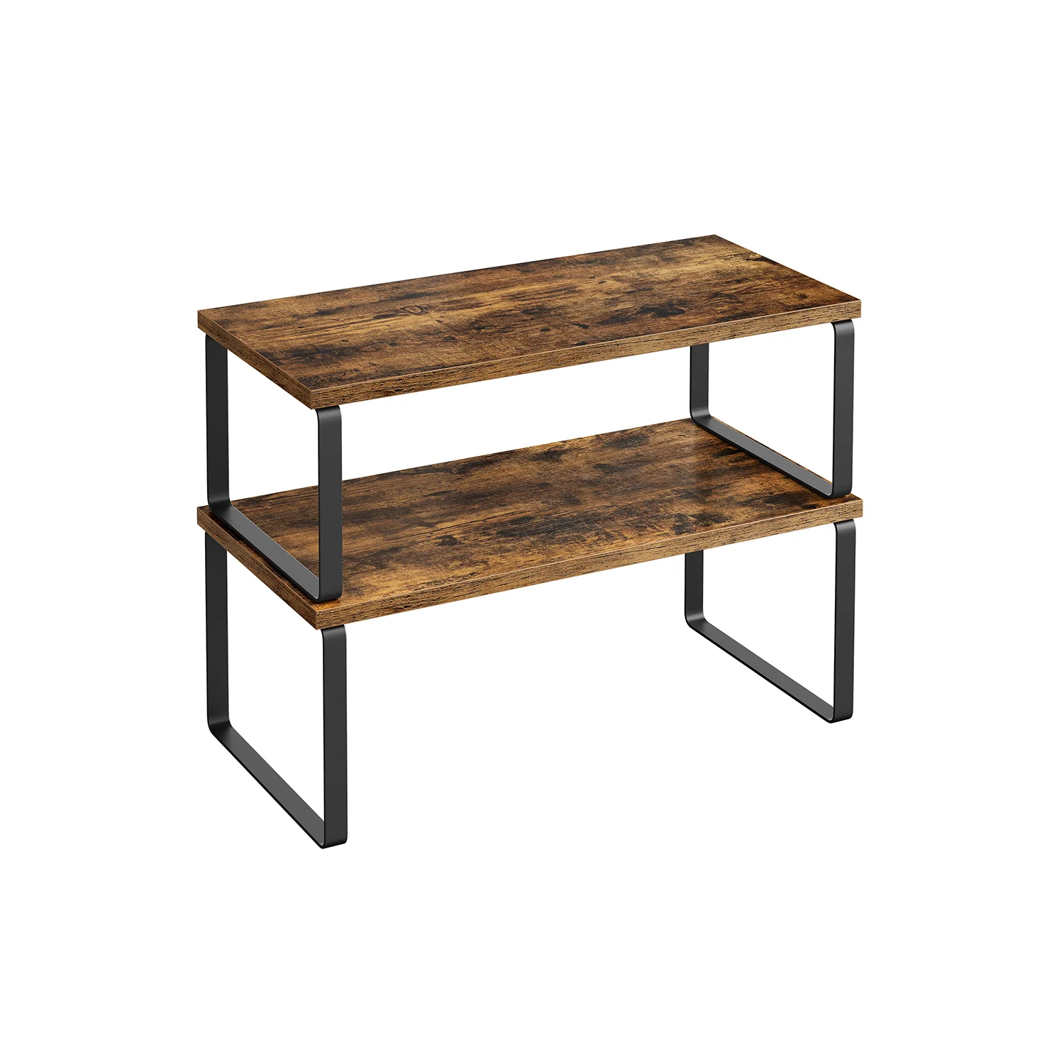 Set of 2 Stackable Kitchen Shelf Organisers, Engineered Wood - Image 3
