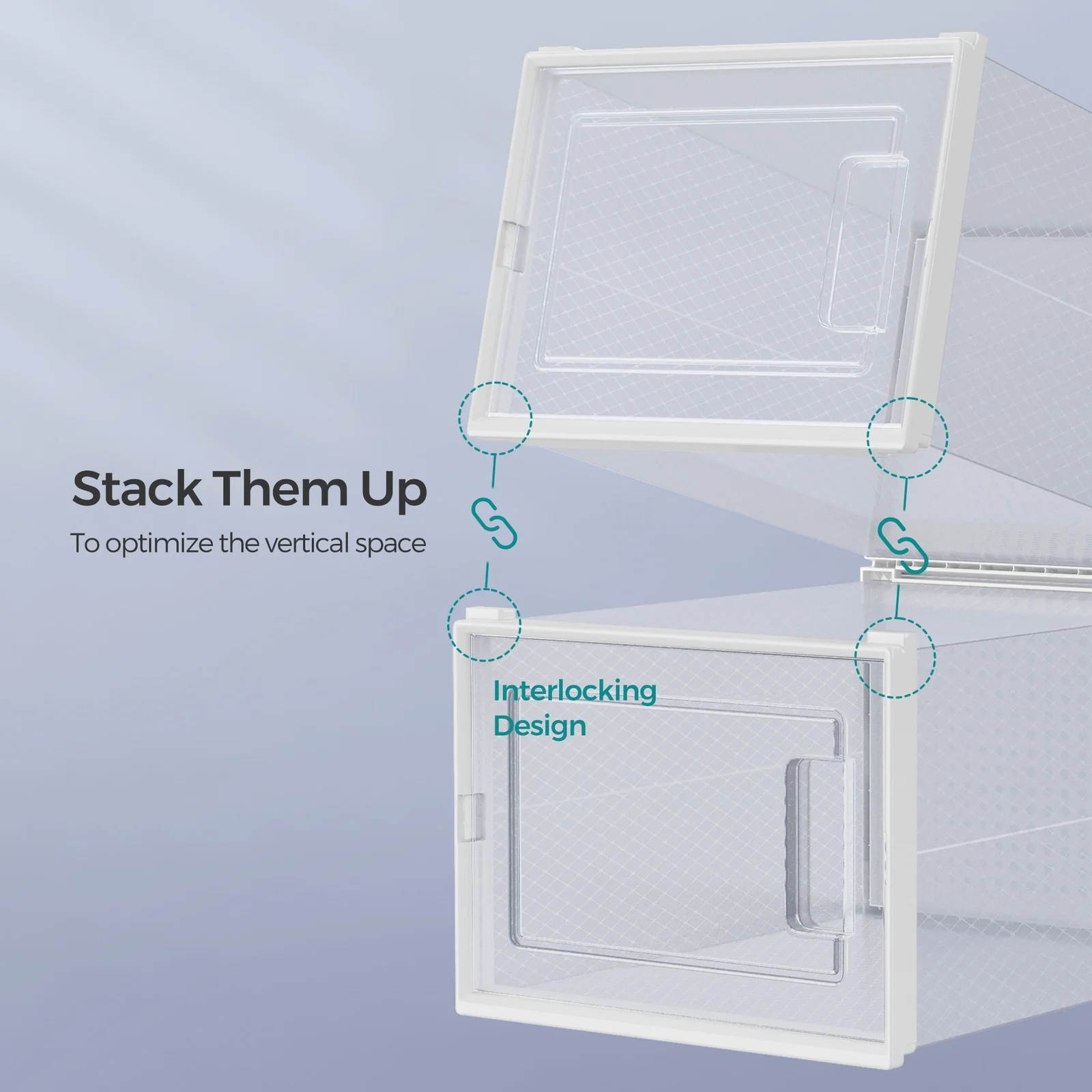 Stackable Shoe Boxes, Pack of 18 Shoe Storage Organizers
