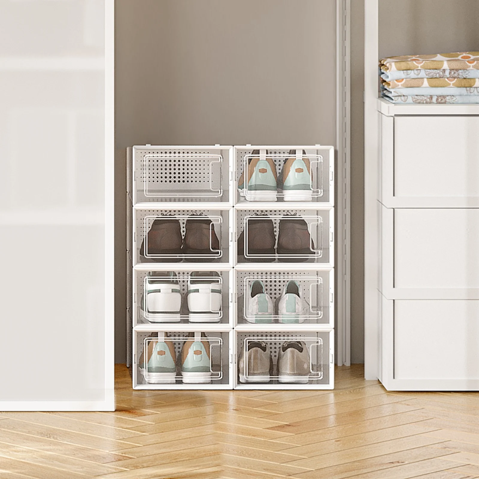 Stackable Shoe Boxes, Pack of 18 Shoe Storage Organizers - Image 5