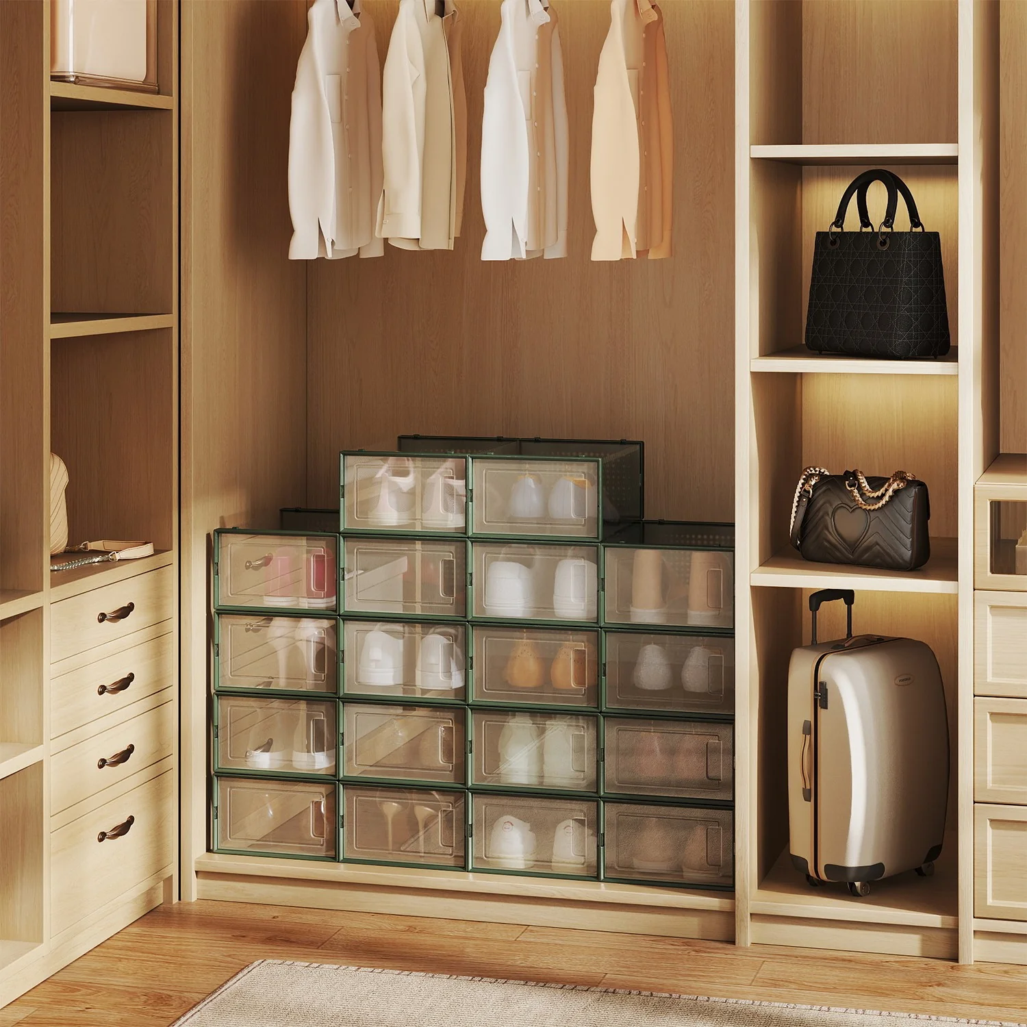 Stackable Shoe Boxes, Pack of 18 Shoe Storage Organizers - Image 9