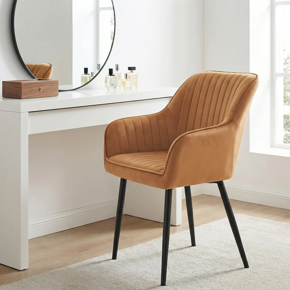 Upholstered Dining Chair with Armrest
