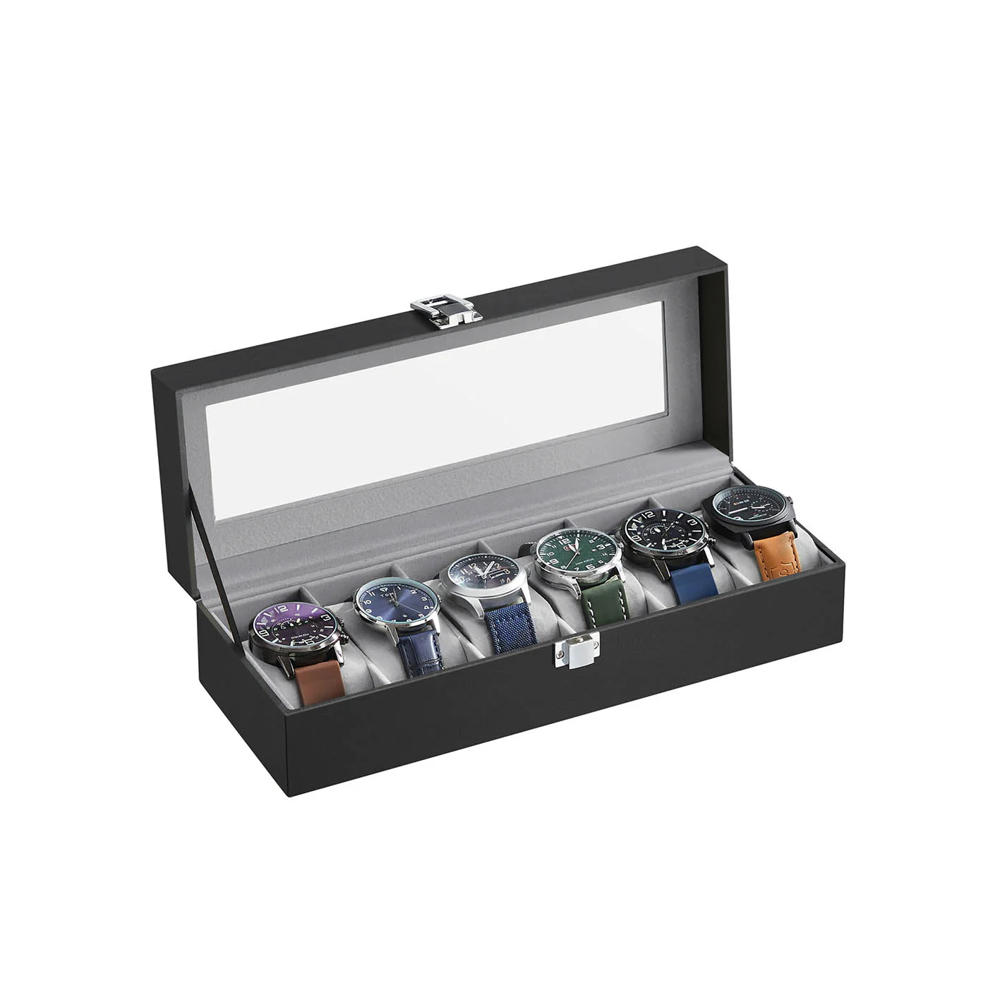 6 Slots Velvet Lining Watch Box