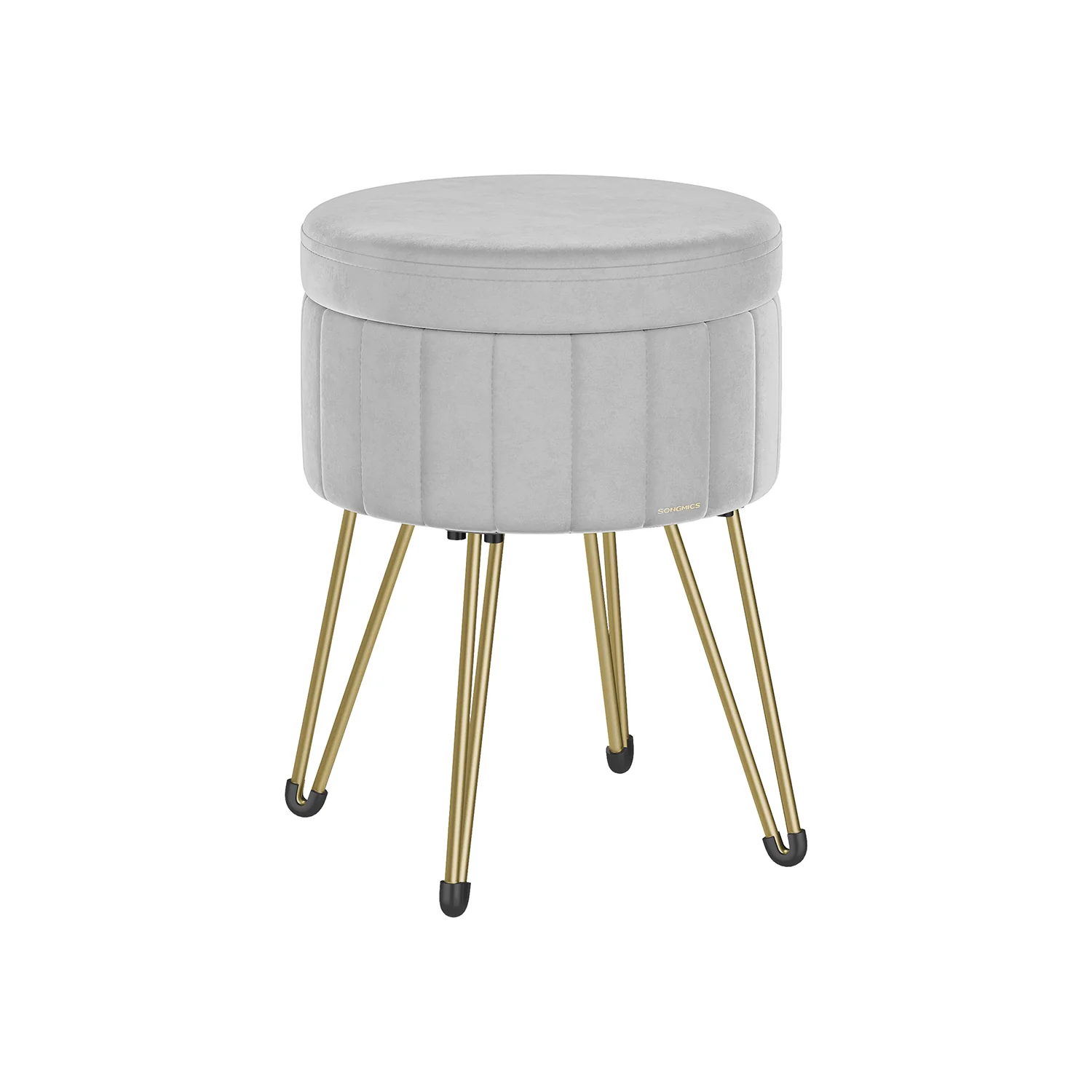 Velvet Round Storage Ottoman with 4 Metal Legs - Image 2
