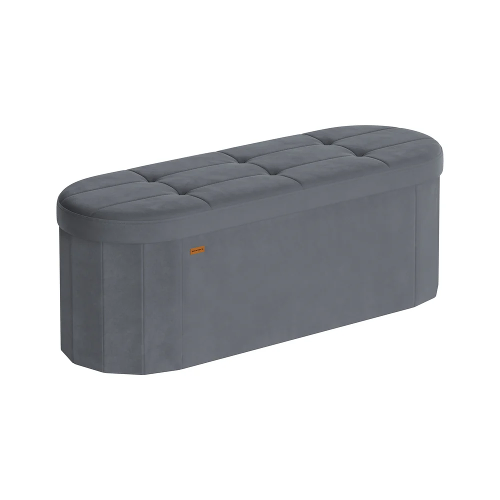 Velvet storage ottoman bench with comfortable seat