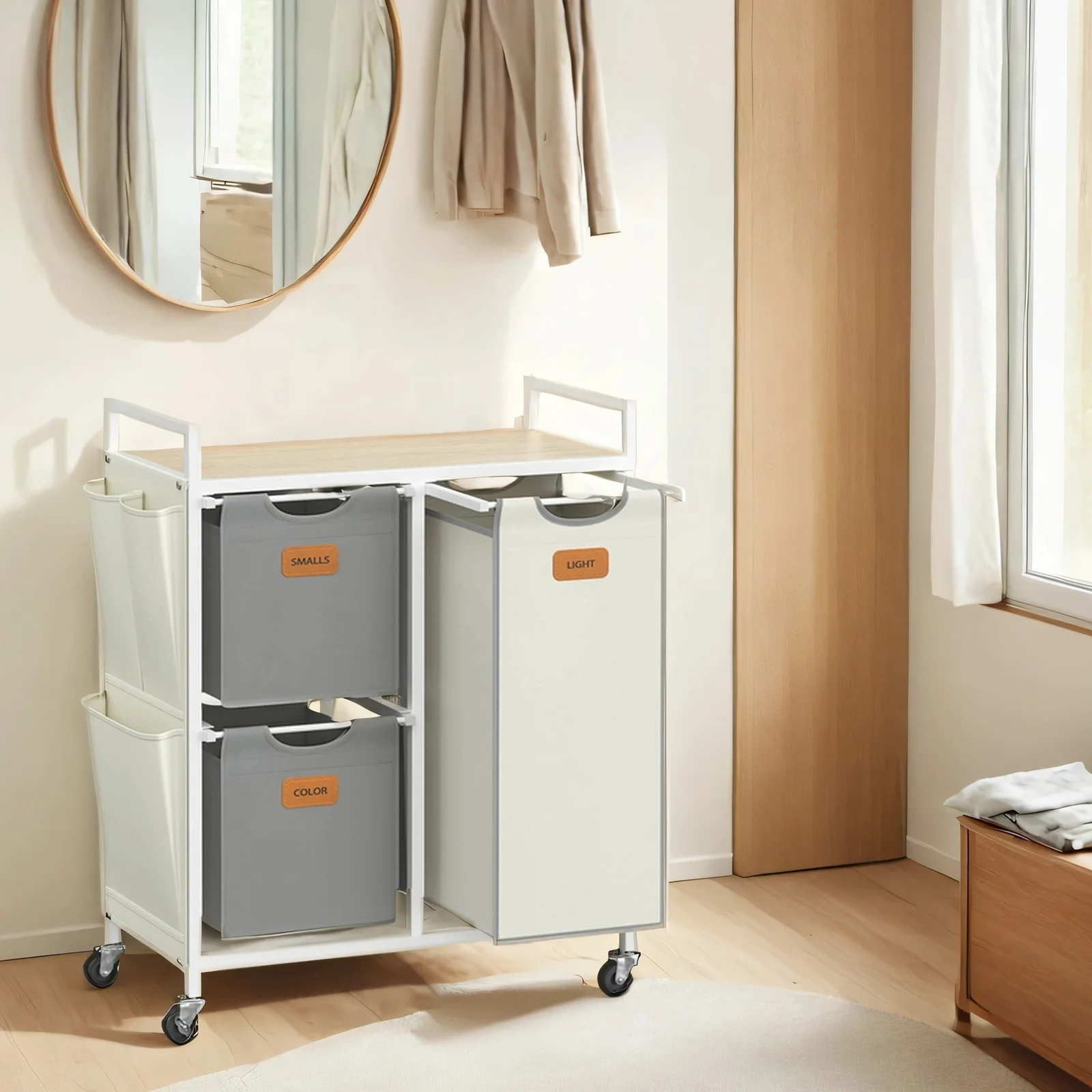 100 L Laundry Hamper with 3 Compartments