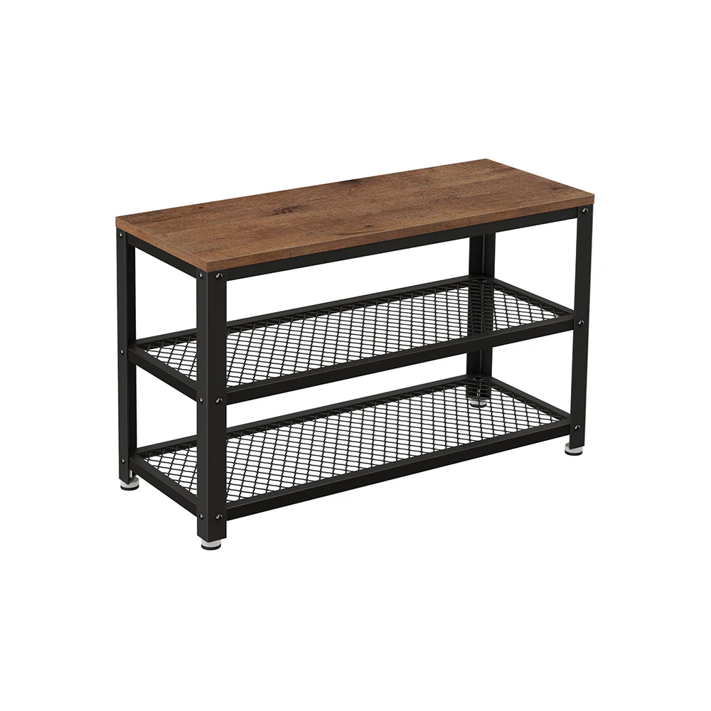 3-Tier Shoe Bench with Seat and Shelf