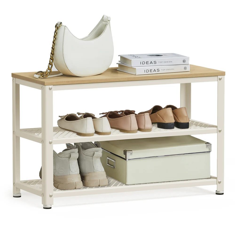3-Tier Shoe Bench with Seat and Shelf - Image 2
