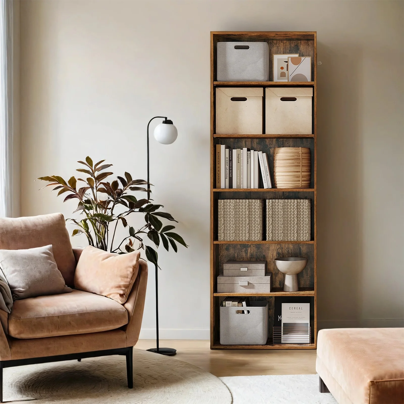 Bookshelf with 6 Shelves, Bookcase, for Home Office - Image 6