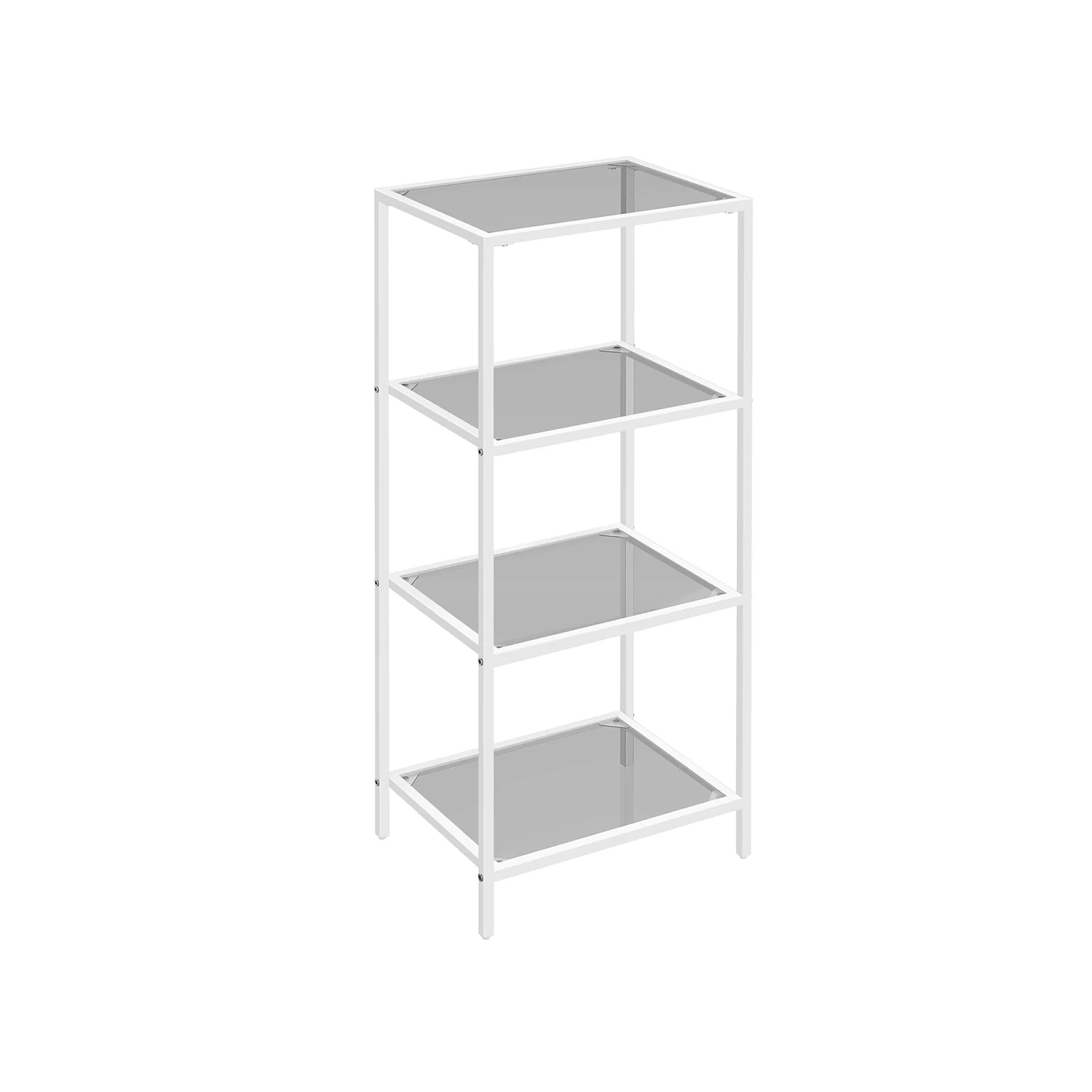 4-Tier Glass Shelf, Pearl White and Slate Grey