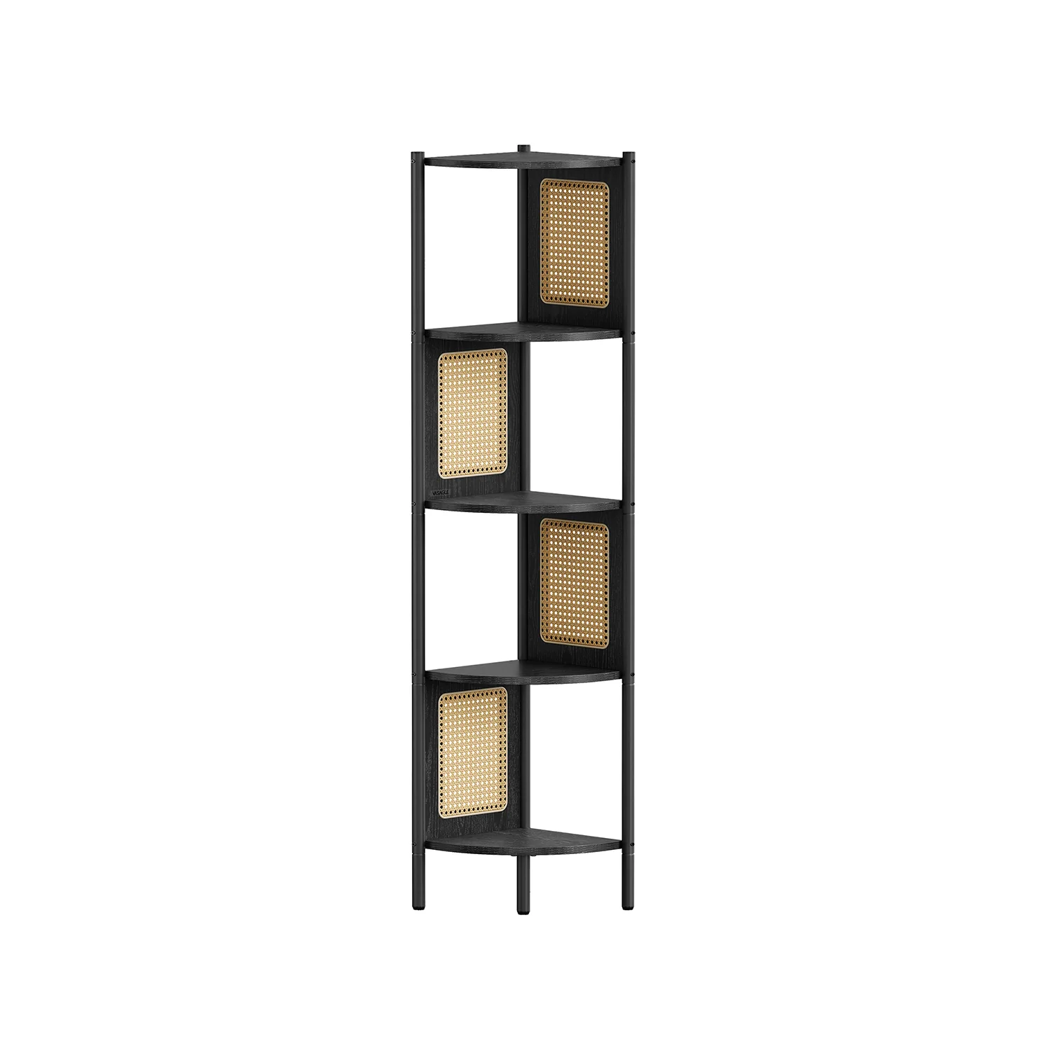 5-Tier Corner Shelf with Rattan Effect Sides