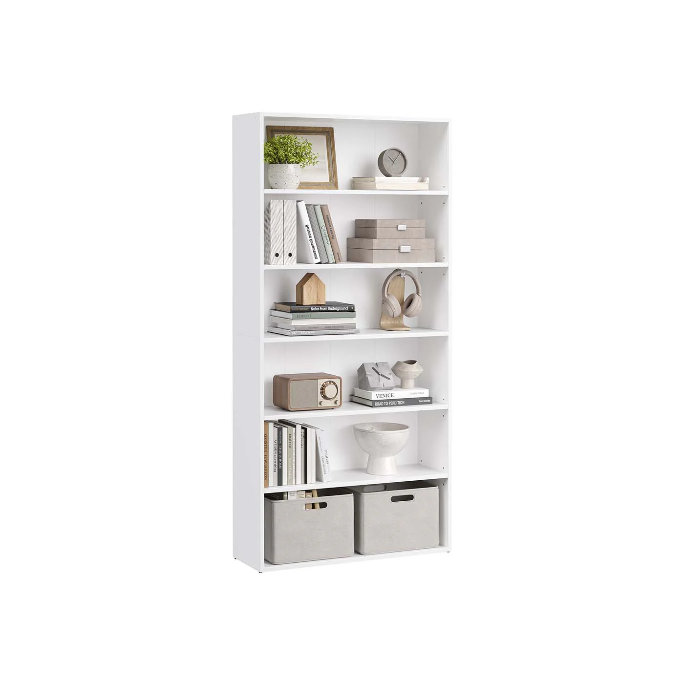 5-Tier Wooden Bookcase Shelf for Living Room and Home Office