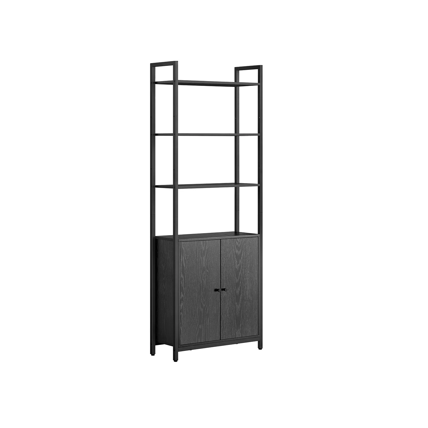 6-Tier Bookcase with Door Ebony Black and Ink Black - Image 3