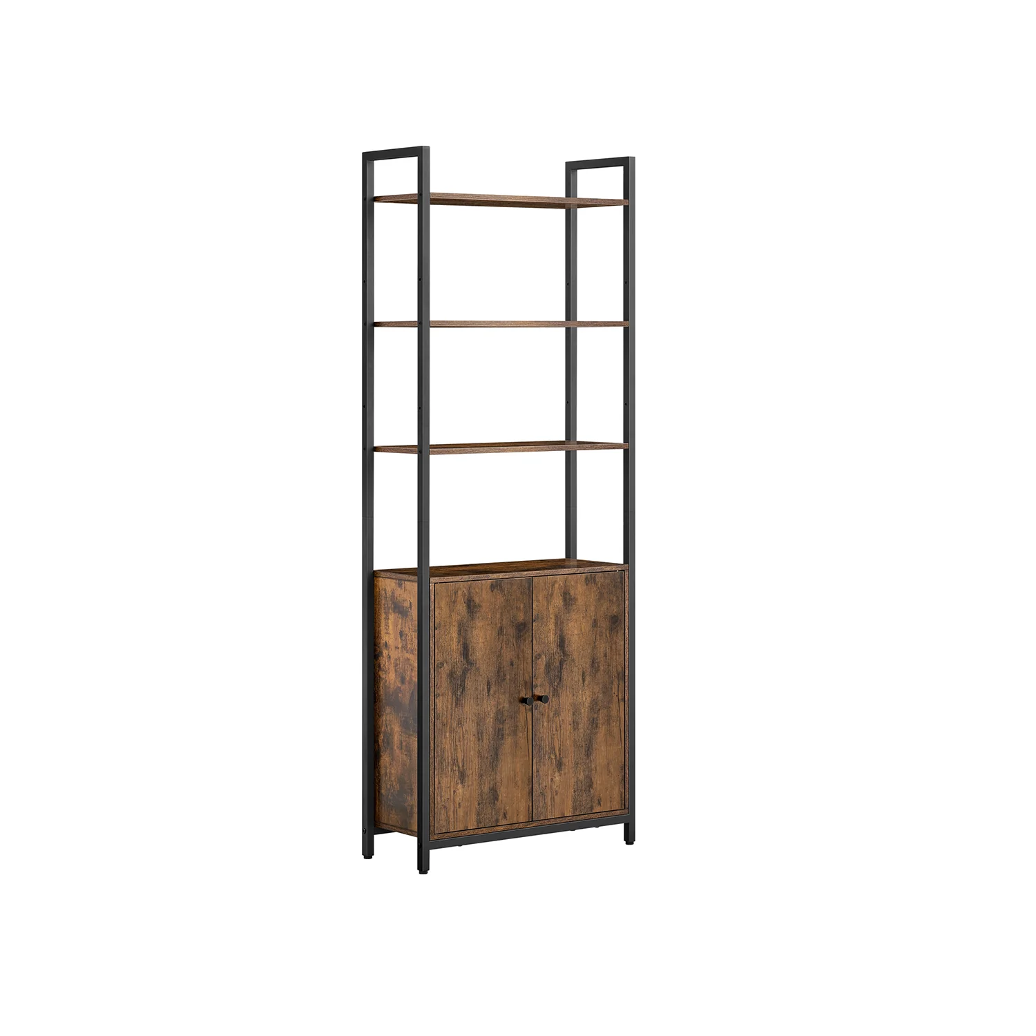 6-Tier Bookcase with Door Ebony Black and Ink Black - Image 4