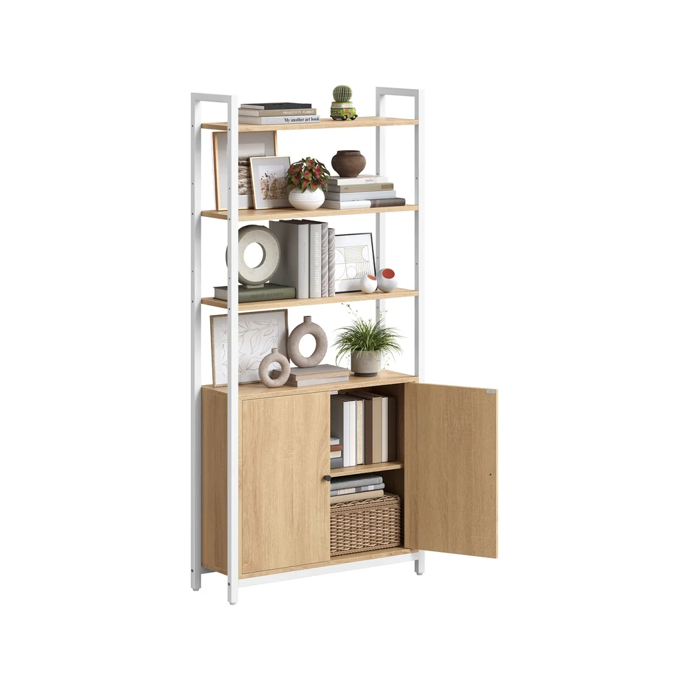 6-Tier Bookcase with Door Ebony Black and Ink Black - Image 5