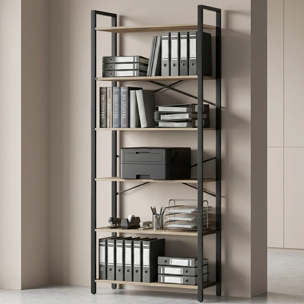 6-Tier Bookshelf, Freestanding Bookcase for Home Office, Living Room - Image 6