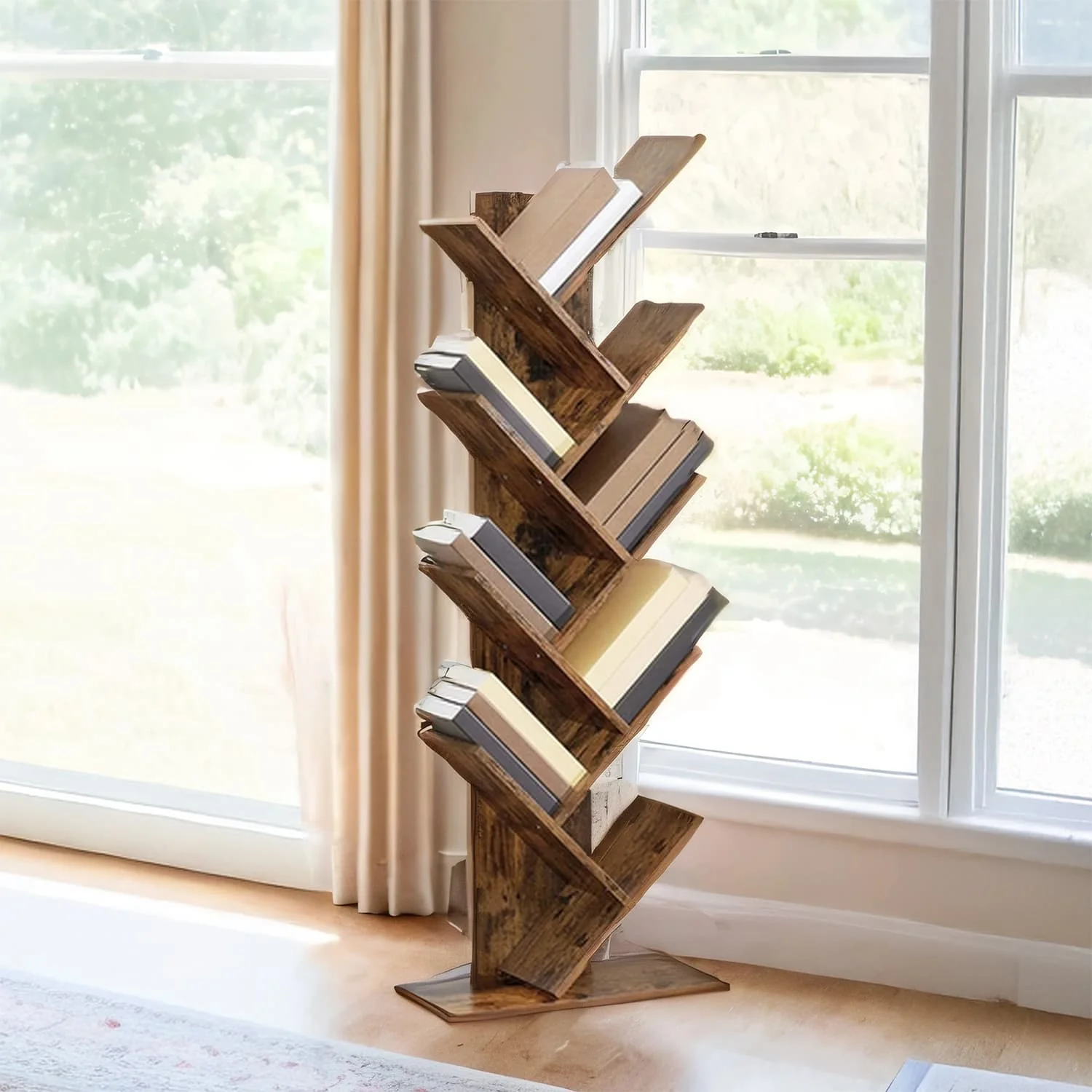 Tree Bookshelf, 9-Tier Bookcase, Large Bookshelf