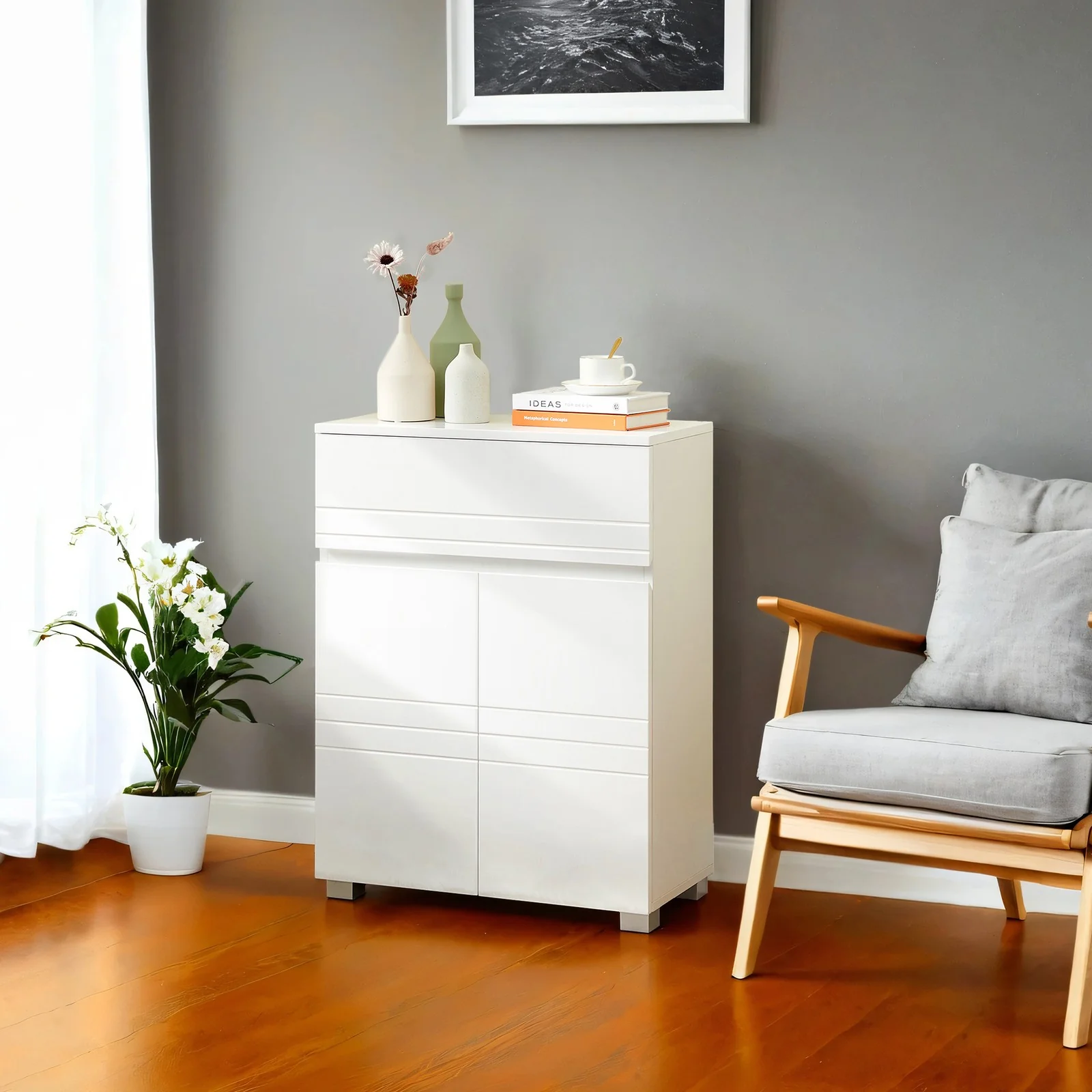 Bathroom Cabinet with Drawer & Adjustable Shelf