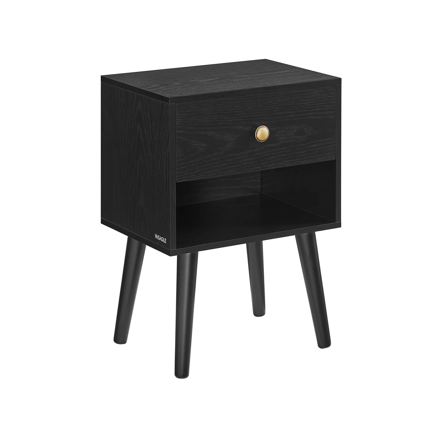 Bedside Table with Drawer and Solid Wood Legs