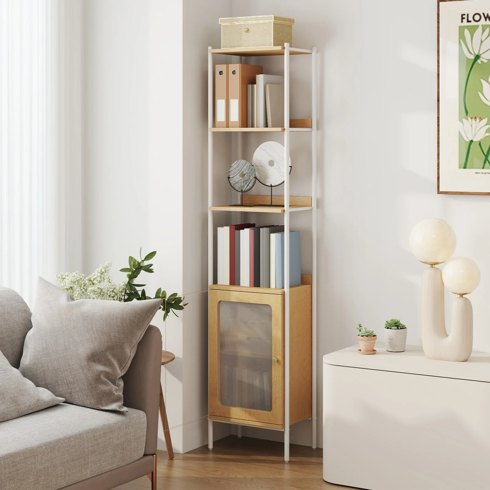 Bookcase with Rattan-Like Door Ebony - Image 4