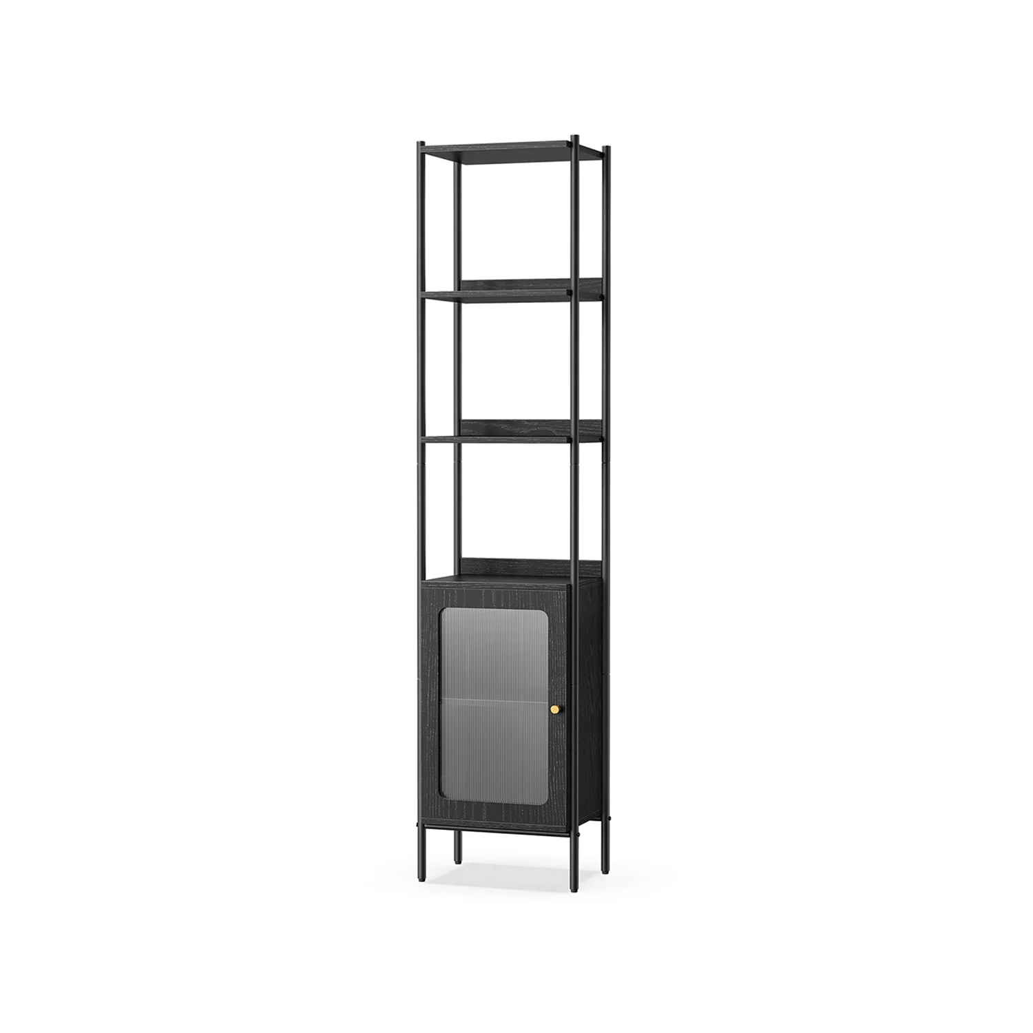 Bookcase with Rattan-Like Door Ebony - Image 3