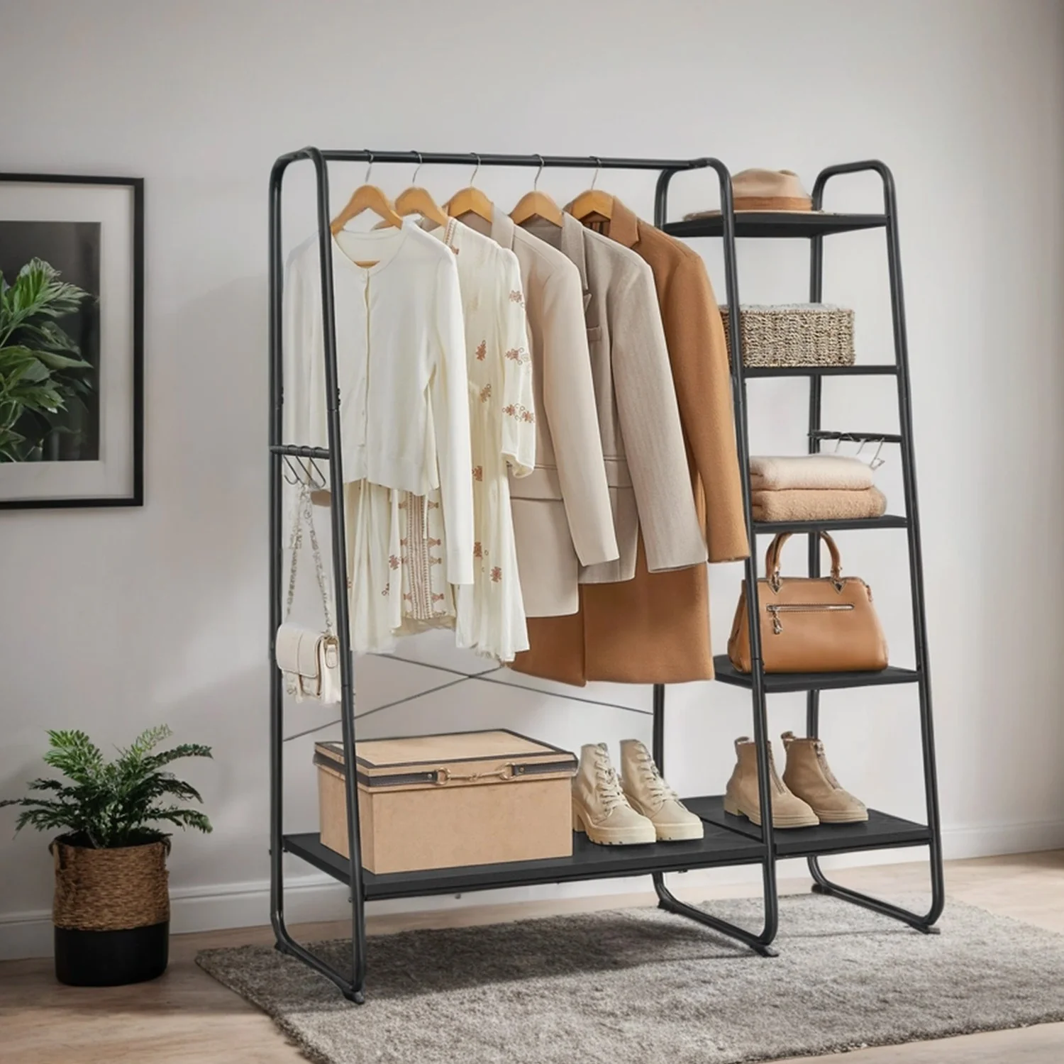 Clothes Rail with Storage Shelves - Image 2