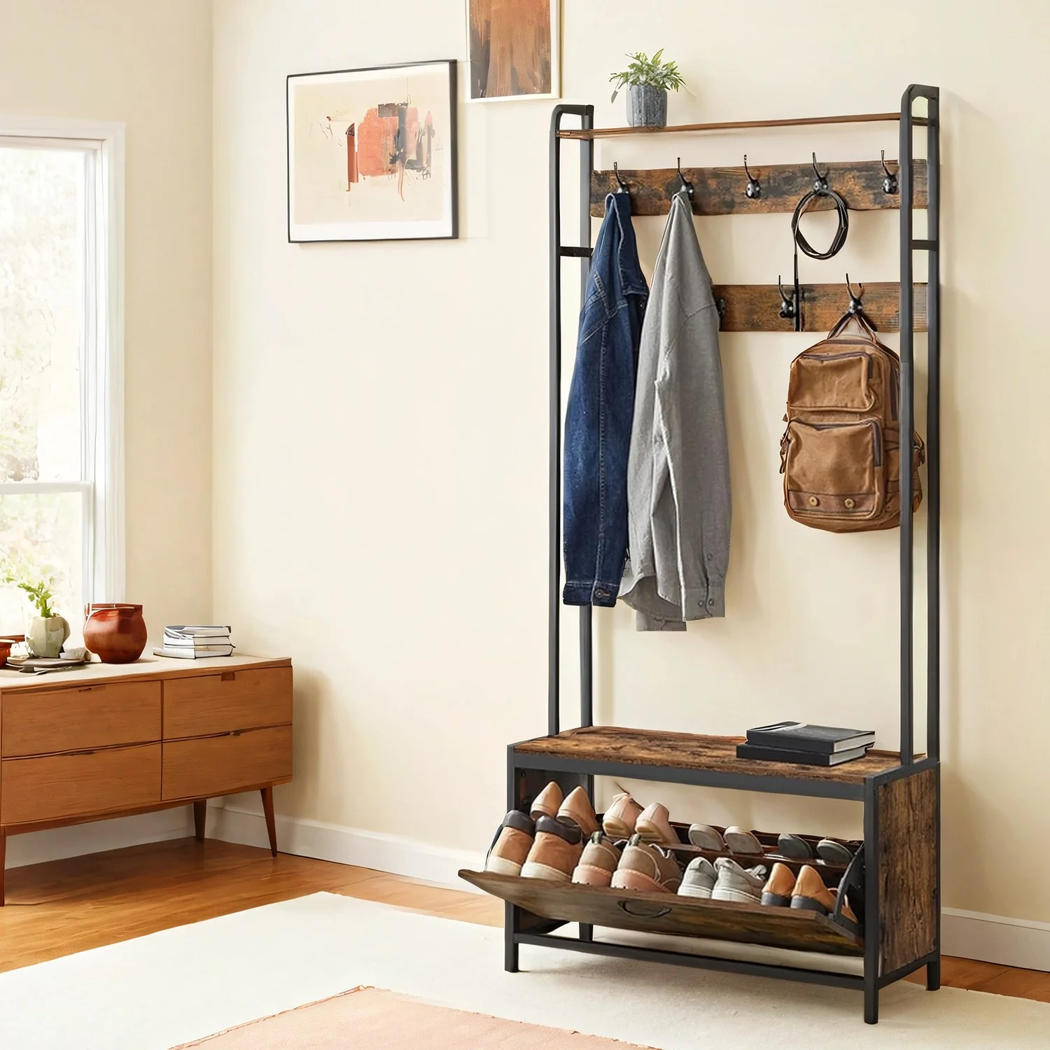 Coat Rack with Shoe Storage