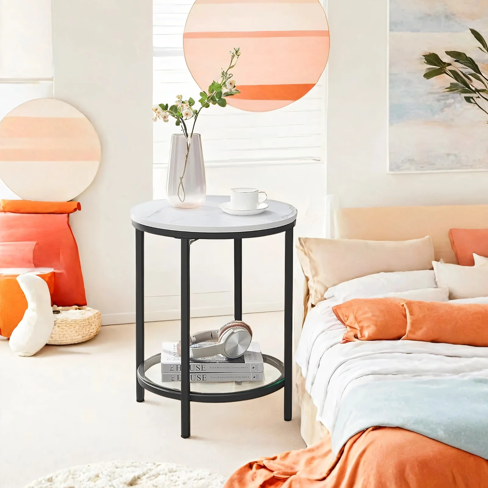 Coffee Table with Particleboard Top and Glass Shelf