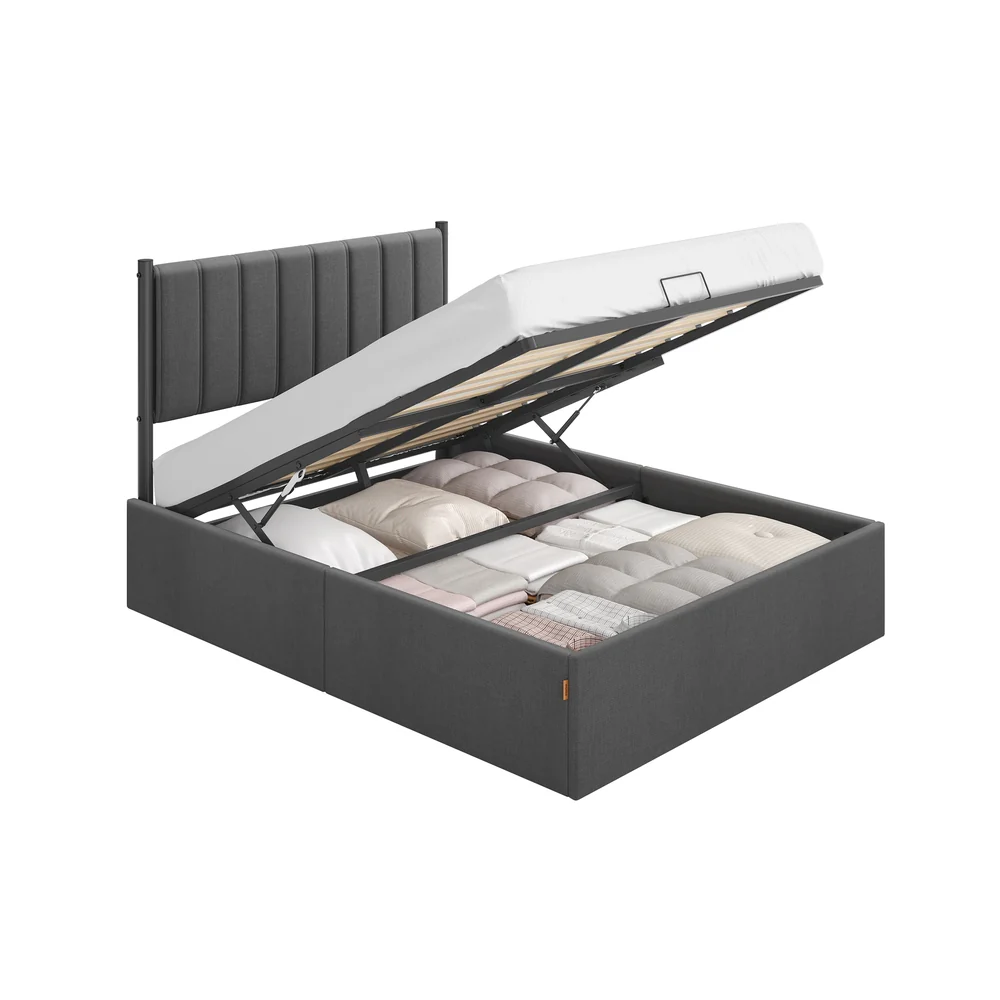 Double bed frame with lift up storage and easy assembly