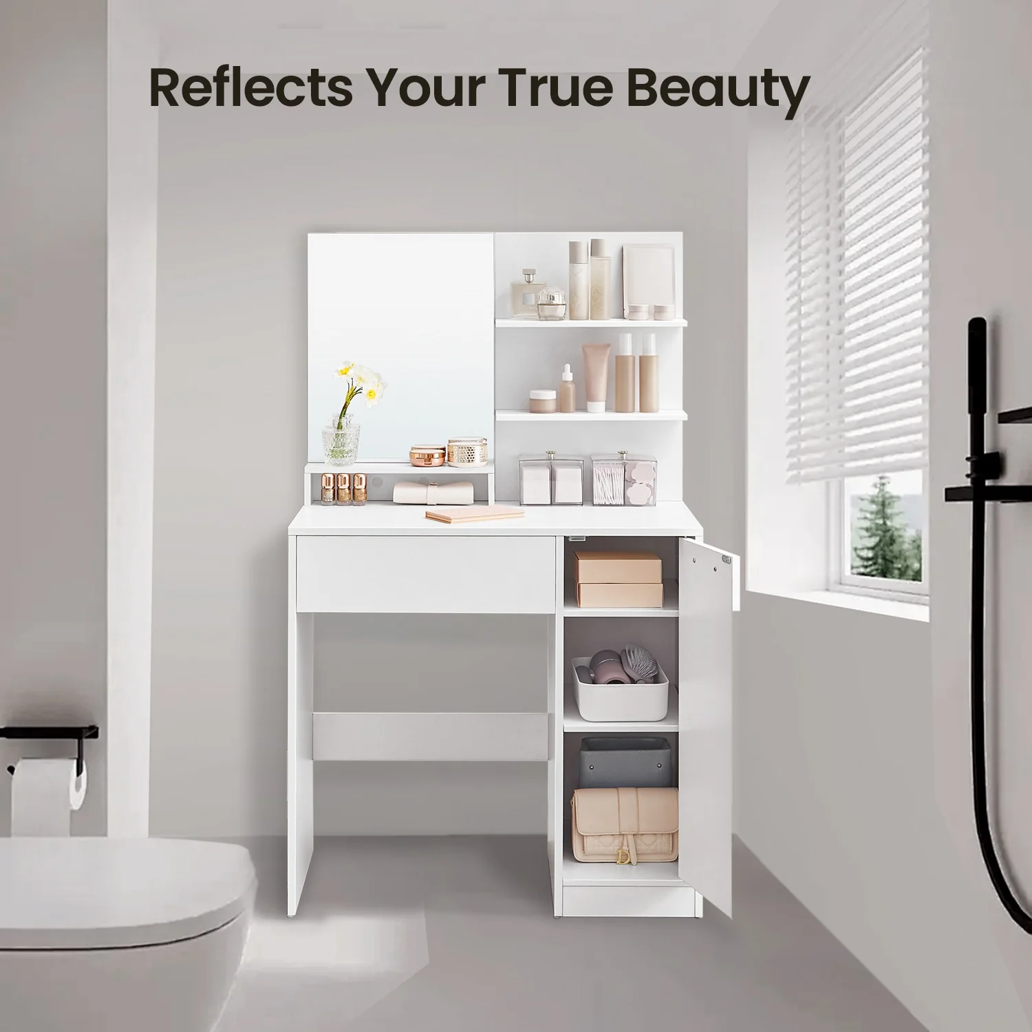 Dressing Table, Vanity Table with Mirror
