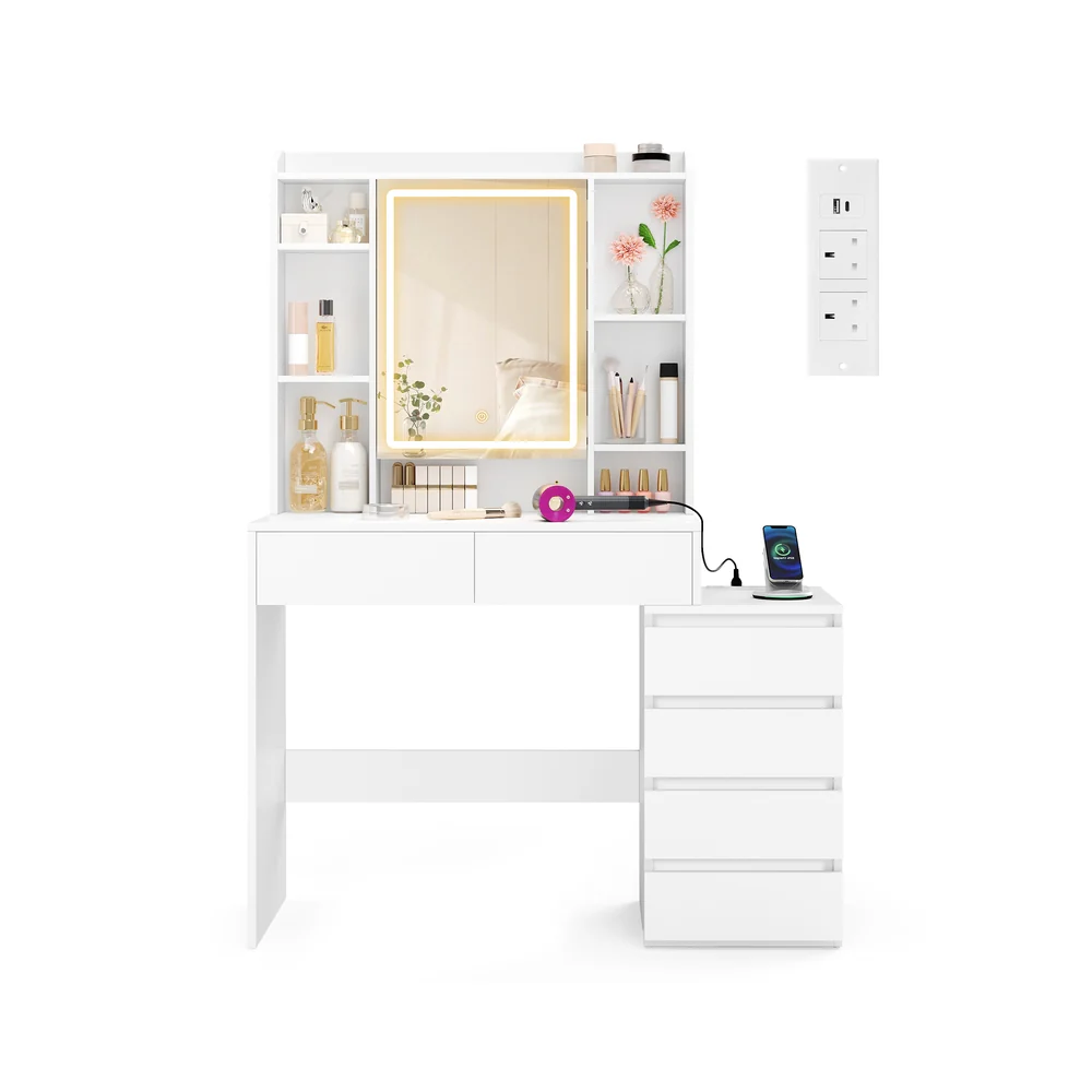 Dressing Table with LED Lights  Cloud White - Image 3