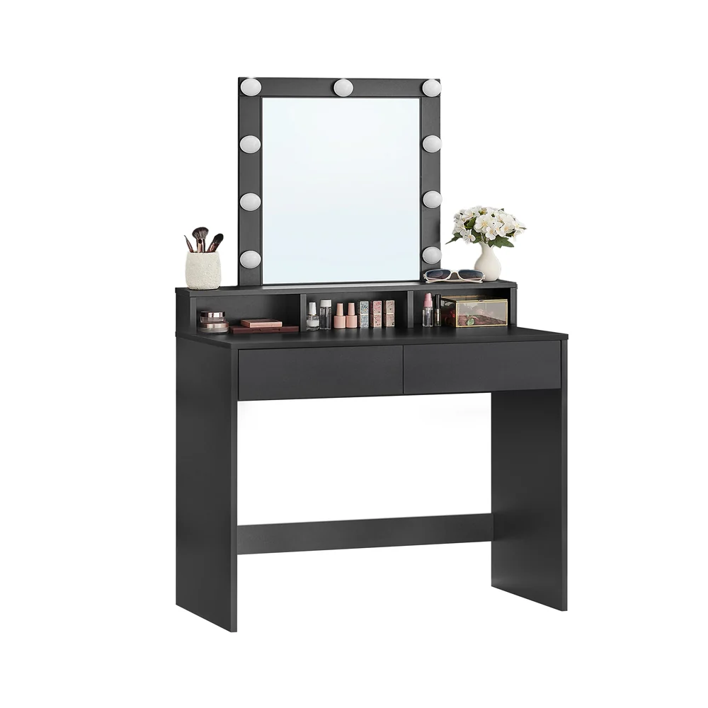 Dressing Table with Mirror, 2 Drawers and 3 Compartments - Image 2