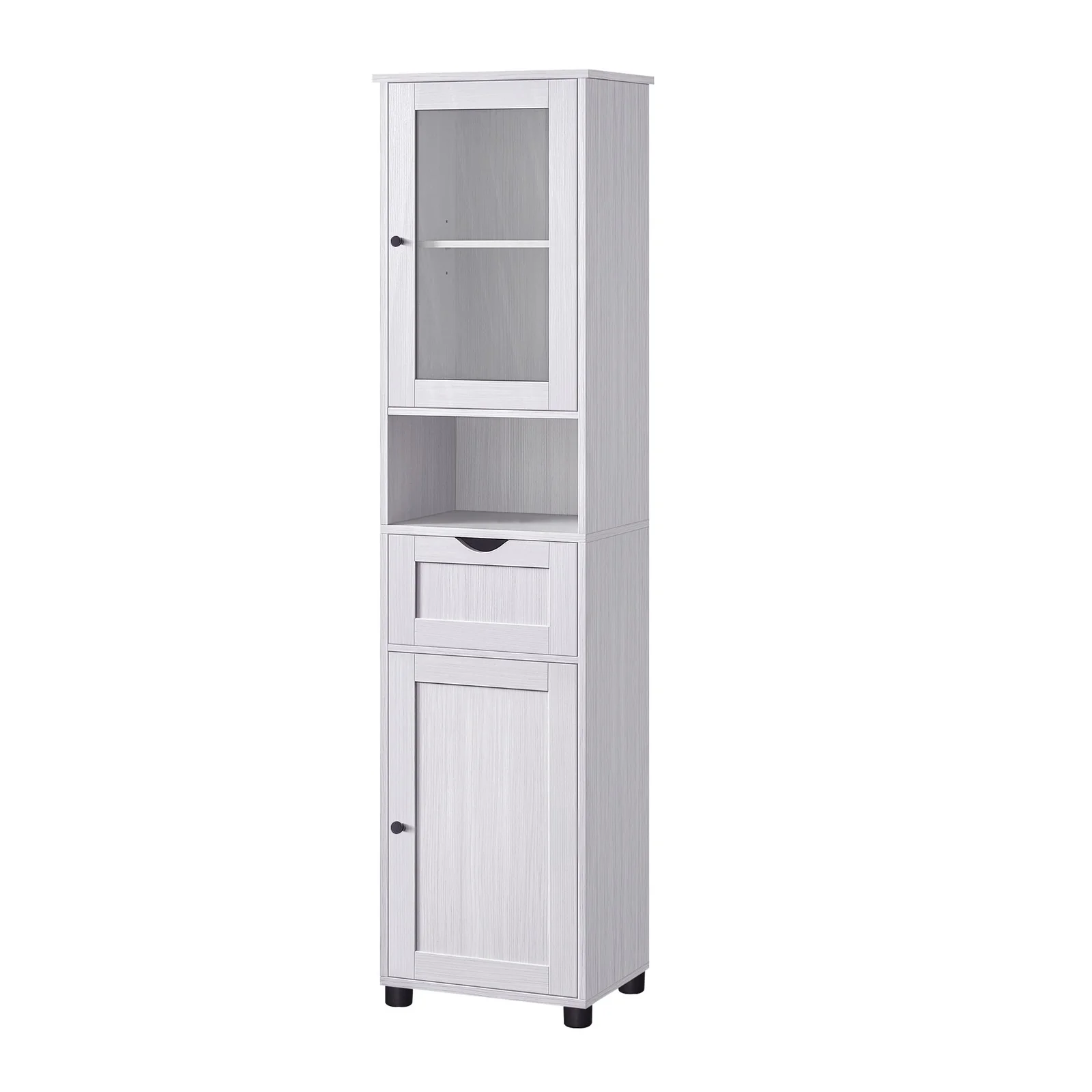 Tall Bathroom Cabinet, Slim Bathroom Storage Cupboard, Open Shelf - Image 2