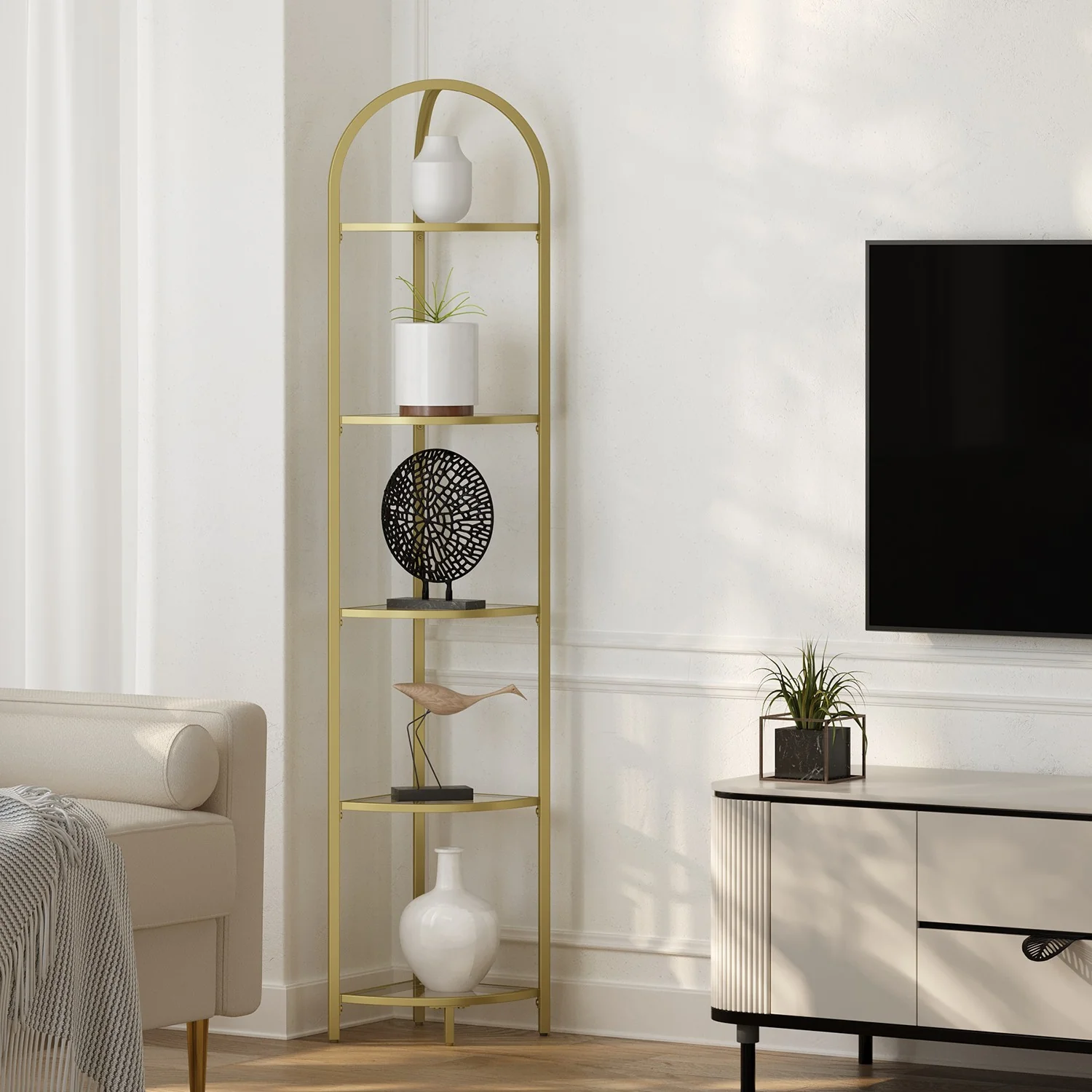 Golden 5 Tier Corner Shelf Unit