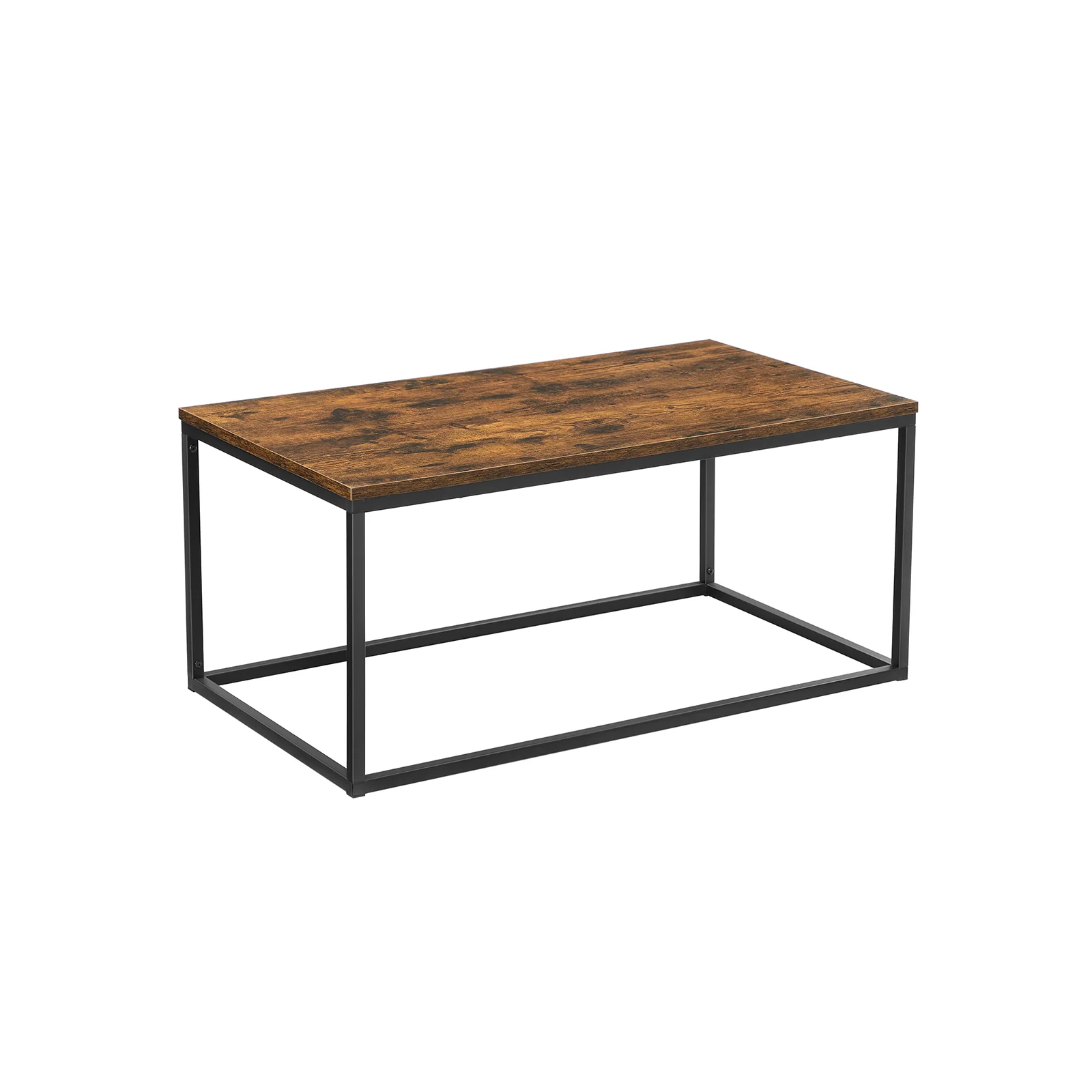 Industrial Brown Coffee Table with Metal Frame
