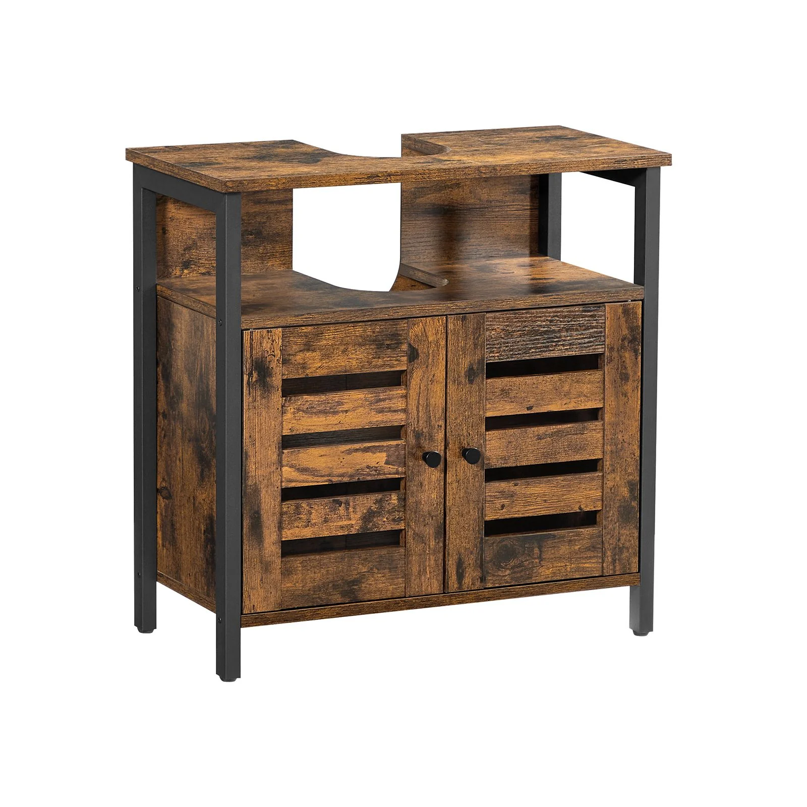 Industrial Brown Under Sink Cabinet for Bathroom