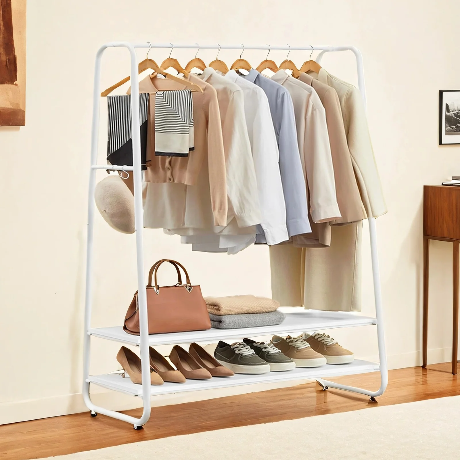 Industrial Clothes Rack with 2 Shelves - Image 3