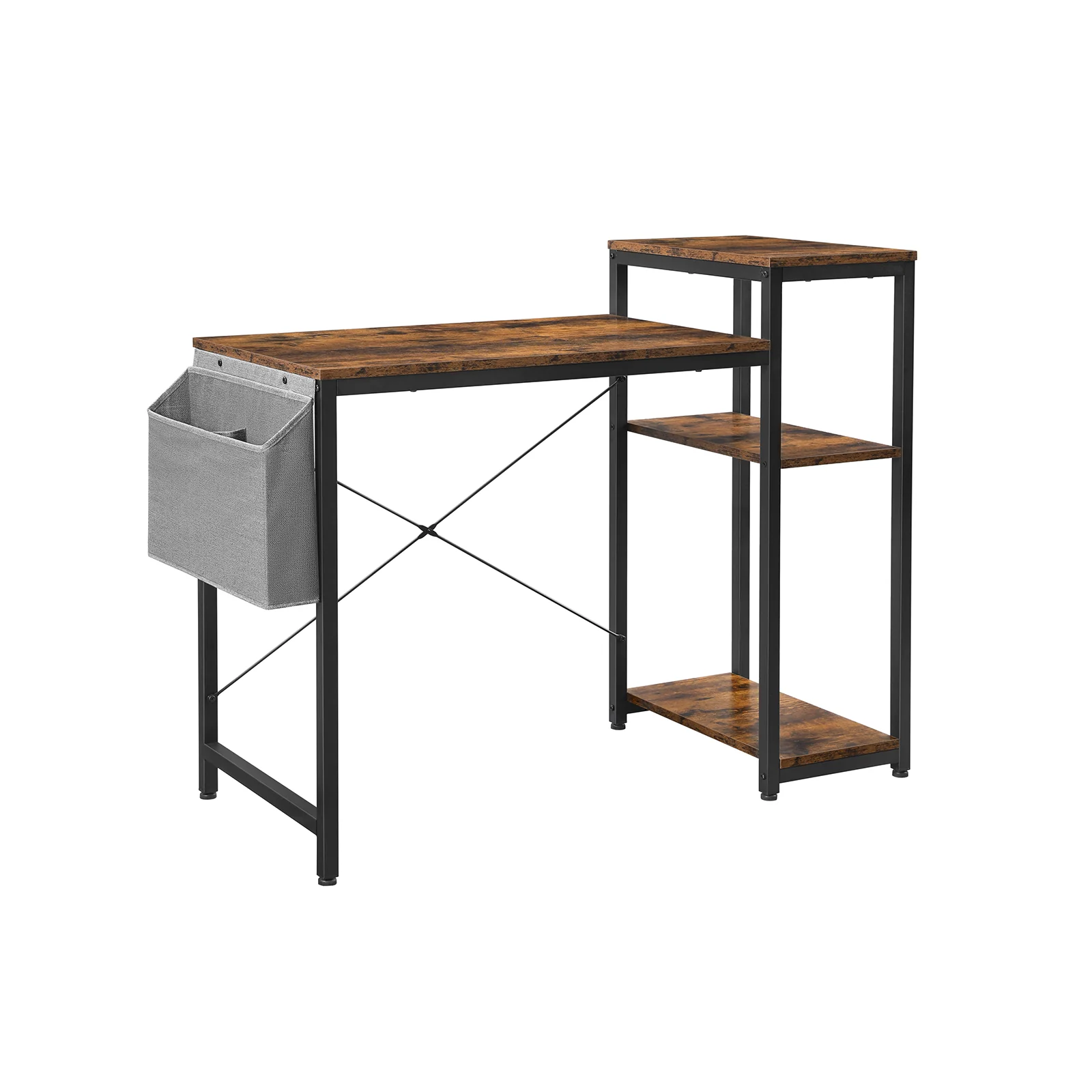 Industrial Writing Desk with Shelves & Storage Bag