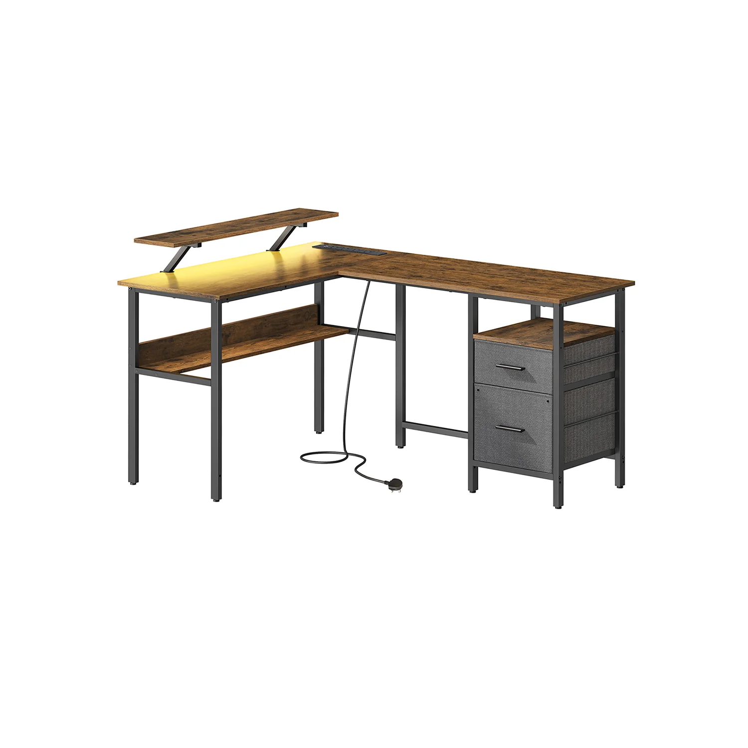 L-Shaped Computer Desk with Power Outlets - Image 2