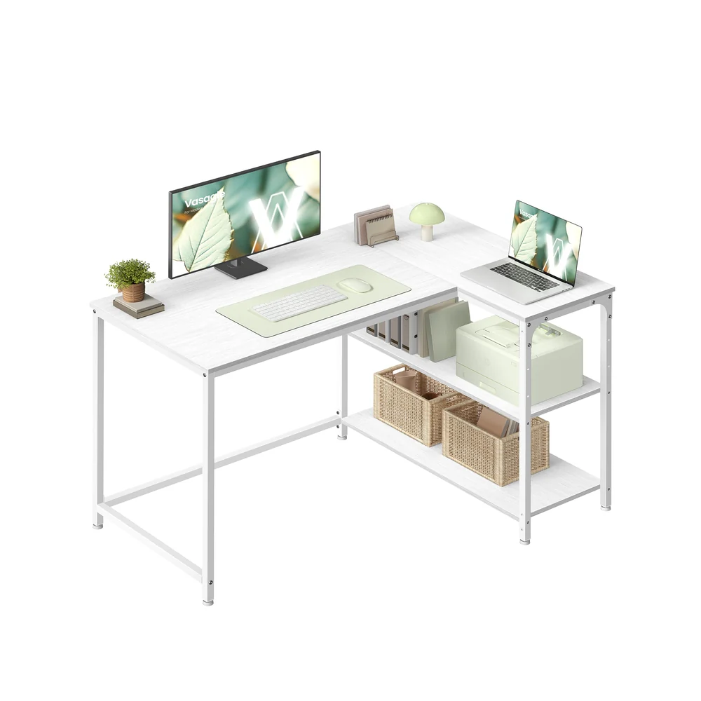 L shaped corner desk with storage and adjustable shelves - Image 3