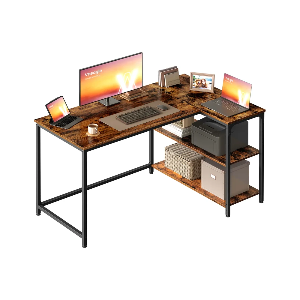 L shaped corner desk with storage and adjustable shelves - Image 5