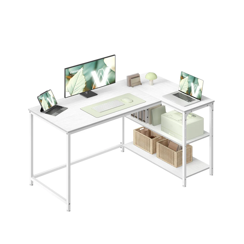 L shaped corner desk with storage and adjustable shelves - Image 6