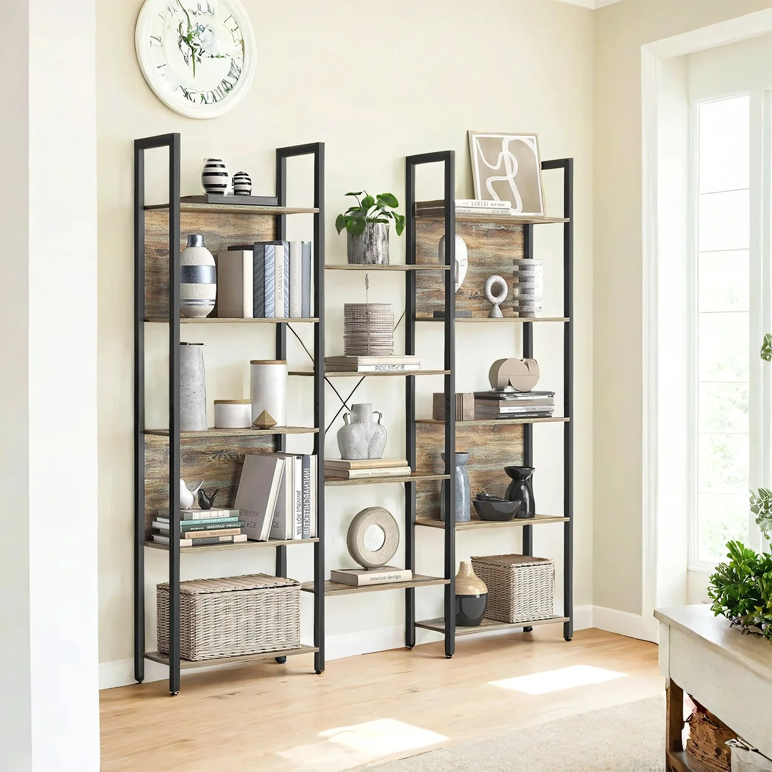 5-Tier Bookcase with 14 Shelves, Book Shelf with Metal Frame - Image 2