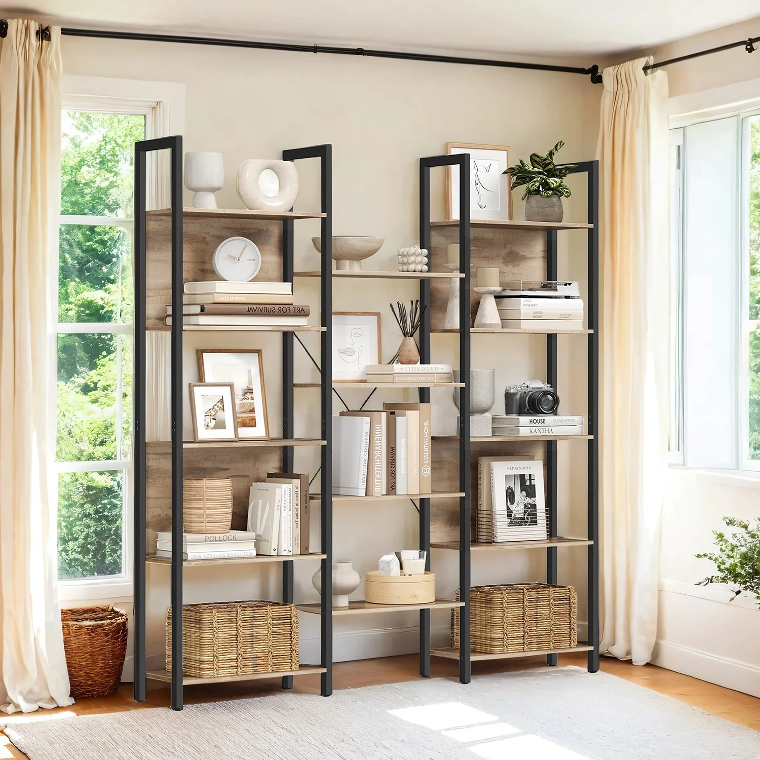 5-Tier Bookcase with 14 Shelves, Book Shelf with Metal Frame - Image 3