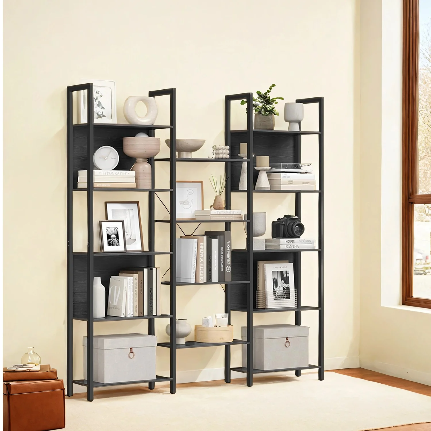 5-Tier Bookcase with 14 Shelves, Book Shelf with Metal Frame - Image 4